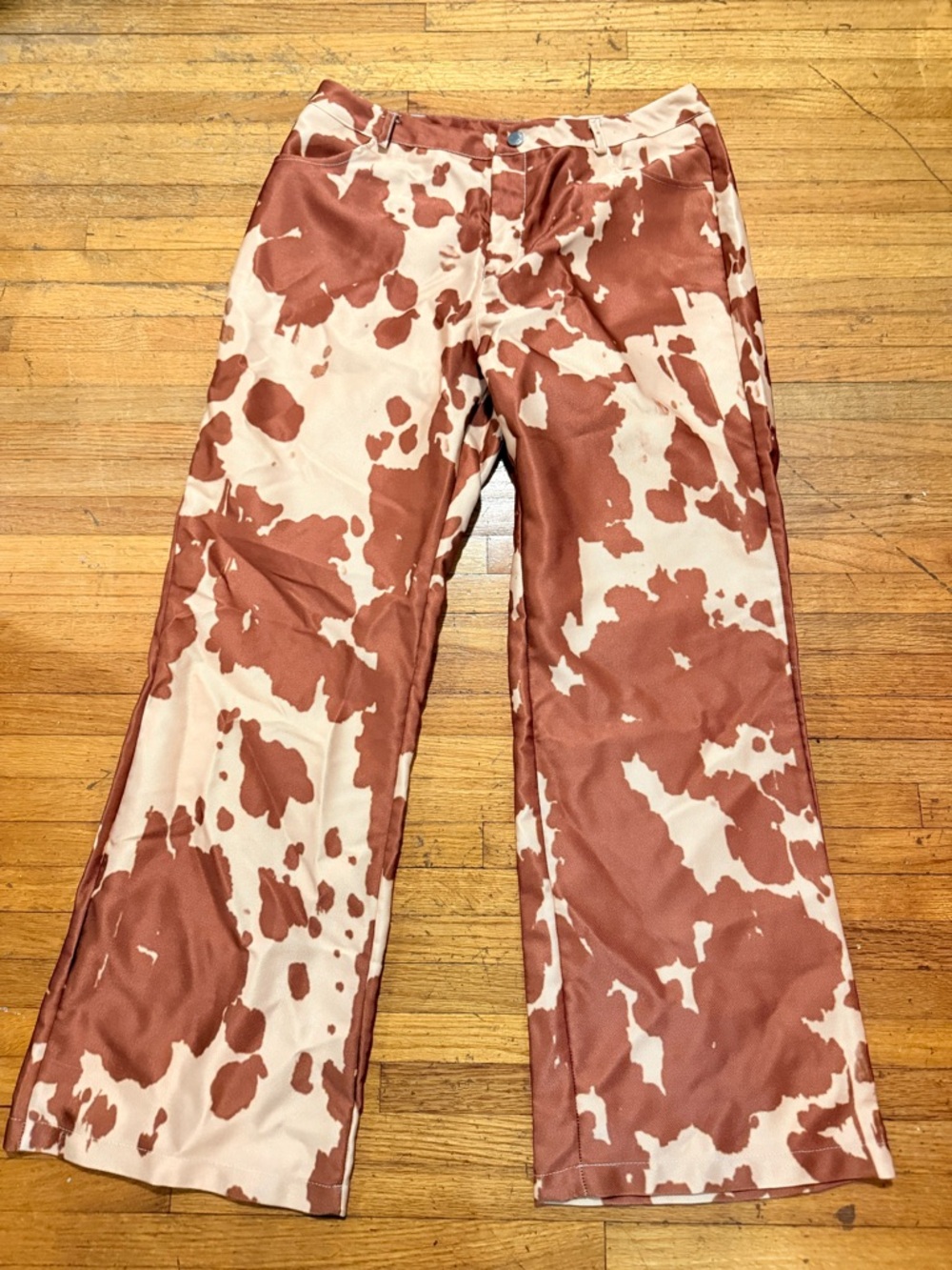 SHEIN Brown and Cream Wide Leg Pants